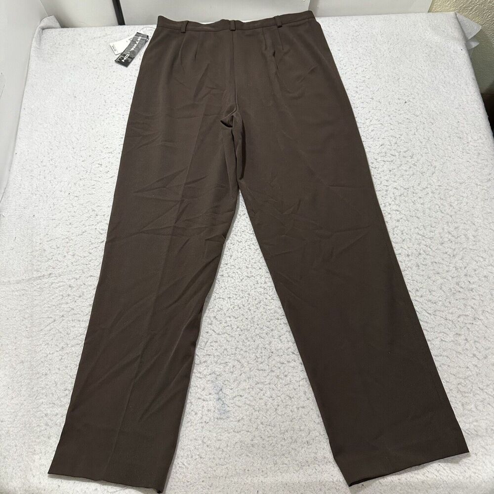 Vintage Rafaella Women's 12 Straight Leg Pants Flat Front Brown Lightweight - Picture 6 of 13
